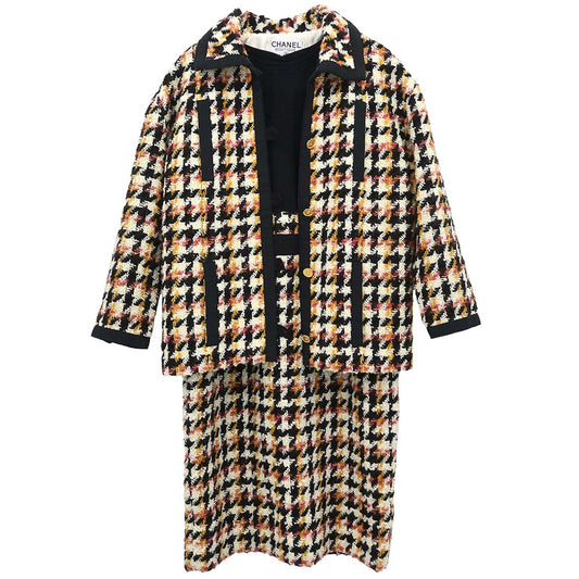 Chanel Setup Suit Jacket Dress Tweed Black #40