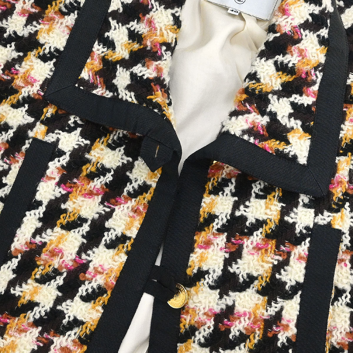 Chanel Setup Suit Jacket Dress Tweed Black #40