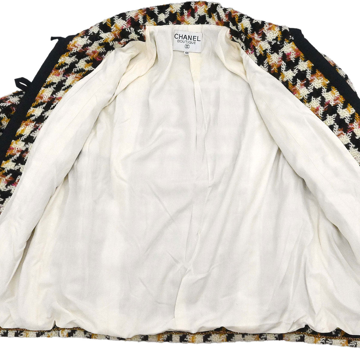 Chanel Setup Suit Jacket Dress Tweed Black #40
