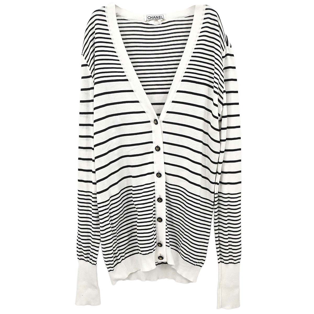 Chanel Striped Cardigan White #40