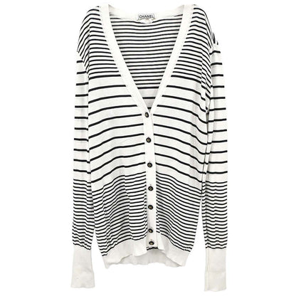 Chanel Striped Cardigan White #40