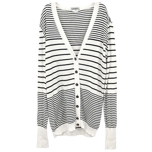 Chanel Striped Cardigan White #40