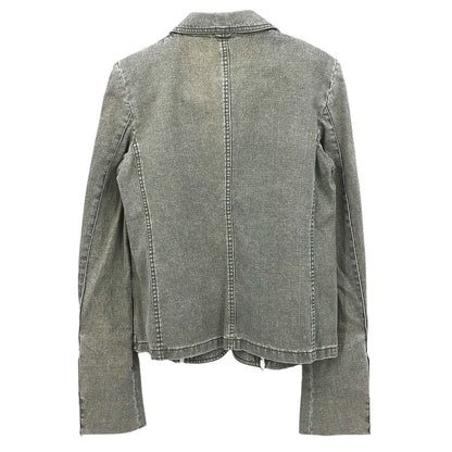 Chanel 2002 Single Breasted Denim Jacket Green