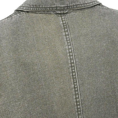Chanel 2002 Single Breasted Denim Jacket Green