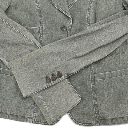 Chanel 2002 Single Breasted Denim Jacket Green