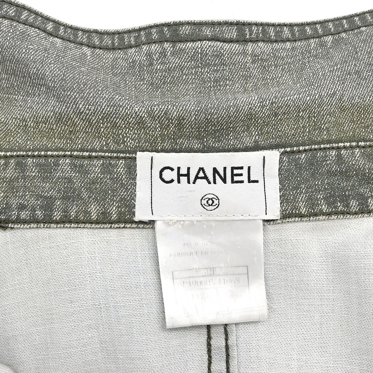 Chanel 2002 Single Breasted Denim Jacket Green