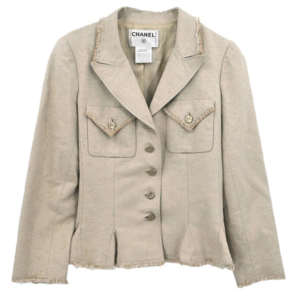 Chanel 2006 Single Breasted Jacket Beige #38