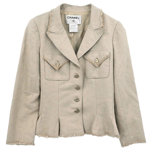 Chanel 2006 Single Breasted Jacket Beige #38