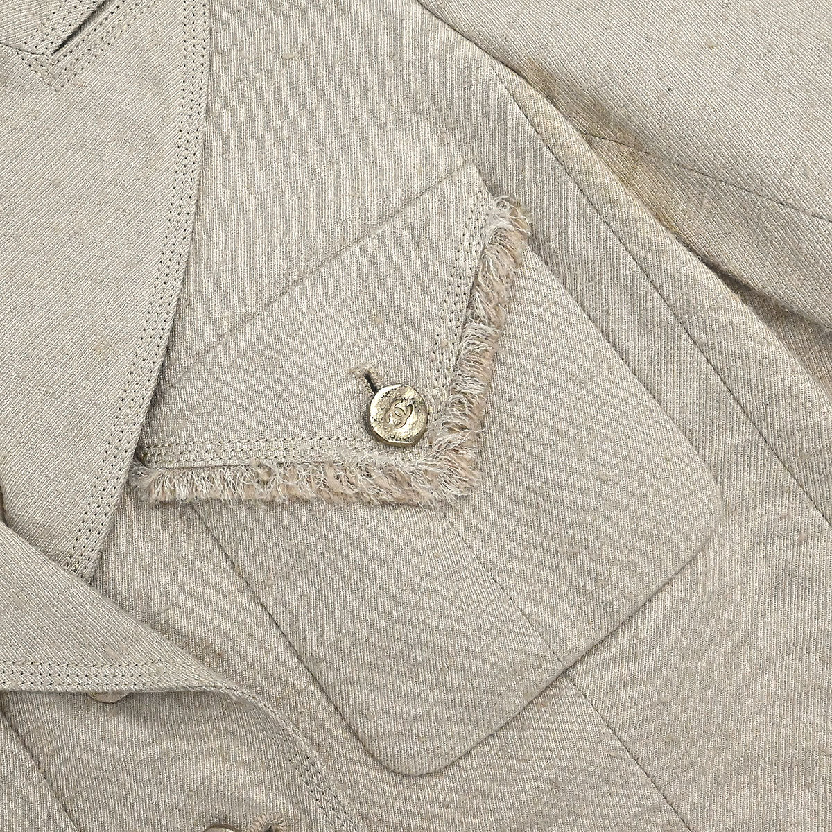 Chanel 2006 Single Breasted Jacket Beige #38