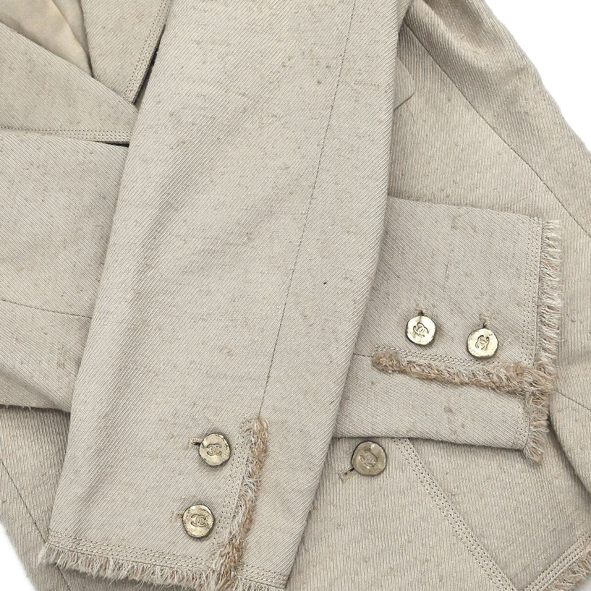 Chanel 2006 Single Breasted Jacket Beige #38