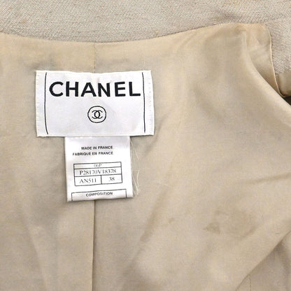 Chanel 2006 Single Breasted Jacket Beige #38