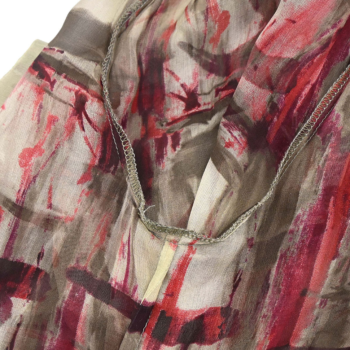 Chanel 1998 Sheer Bow Tie Blouse Shirt Khaki #38