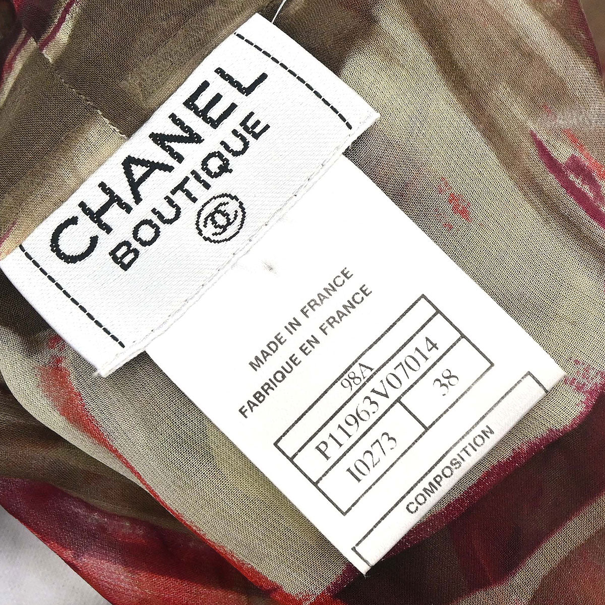 Chanel 1998 Sheer Bow Tie Blouse Shirt Khaki #38
