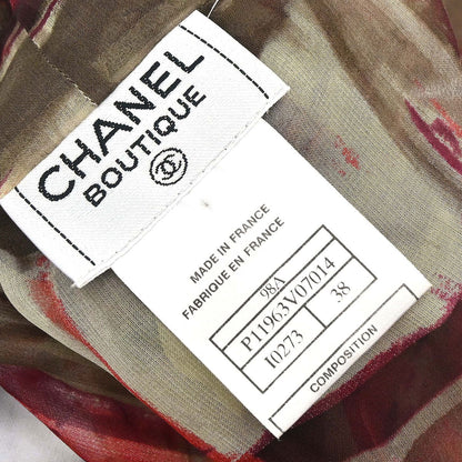 Chanel 1998 Sheer Bow Tie Blouse Shirt Khaki #38