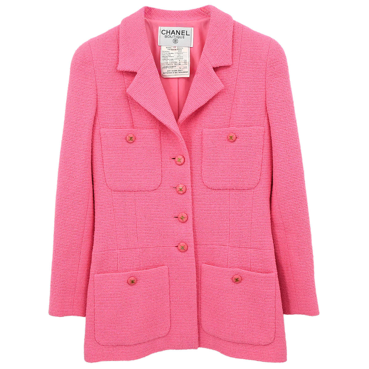 Chanel 1995 Single Breasted Jacket Pink #38