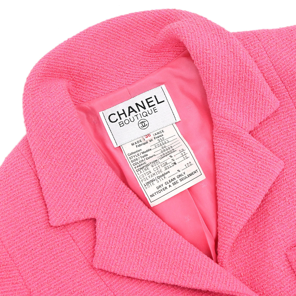 Chanel 1995 Single Breasted Jacket Pink #38