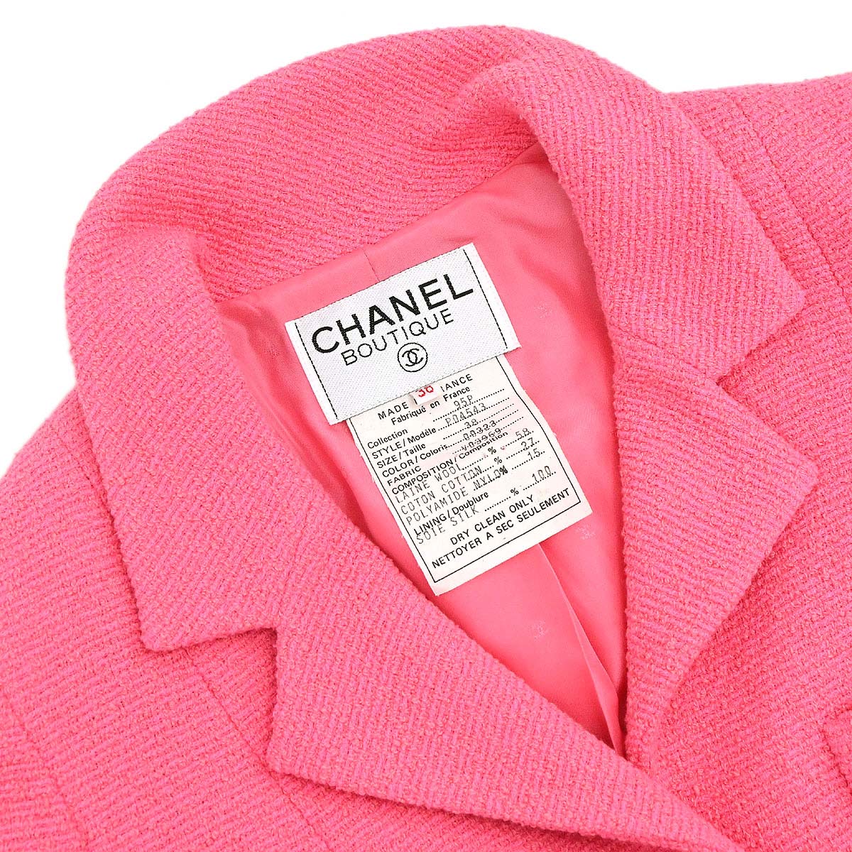 Chanel 1995 Single Breasted Jacket Pink #38