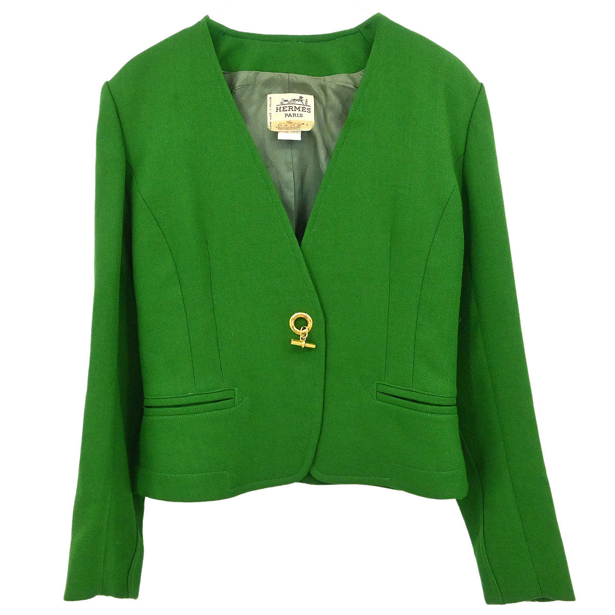 Hermes Collarless Jacket Green #40