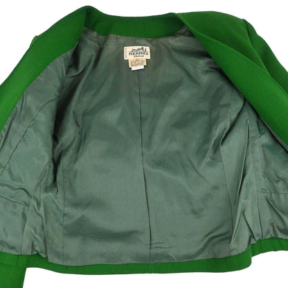 Hermes Collarless Jacket Green #40