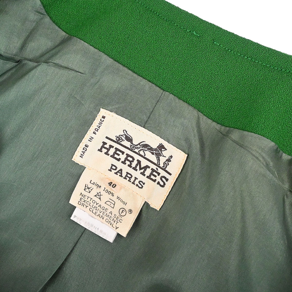 Hermes Collarless Jacket Green #40