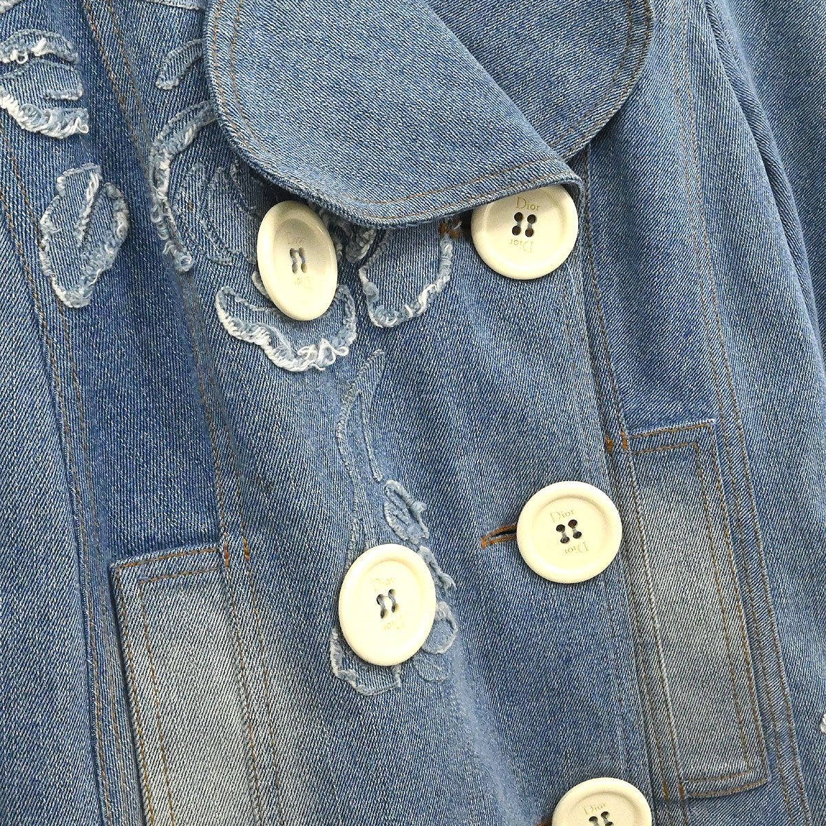 Christian Dior 2005 Denim Floral Jacket Blue #36