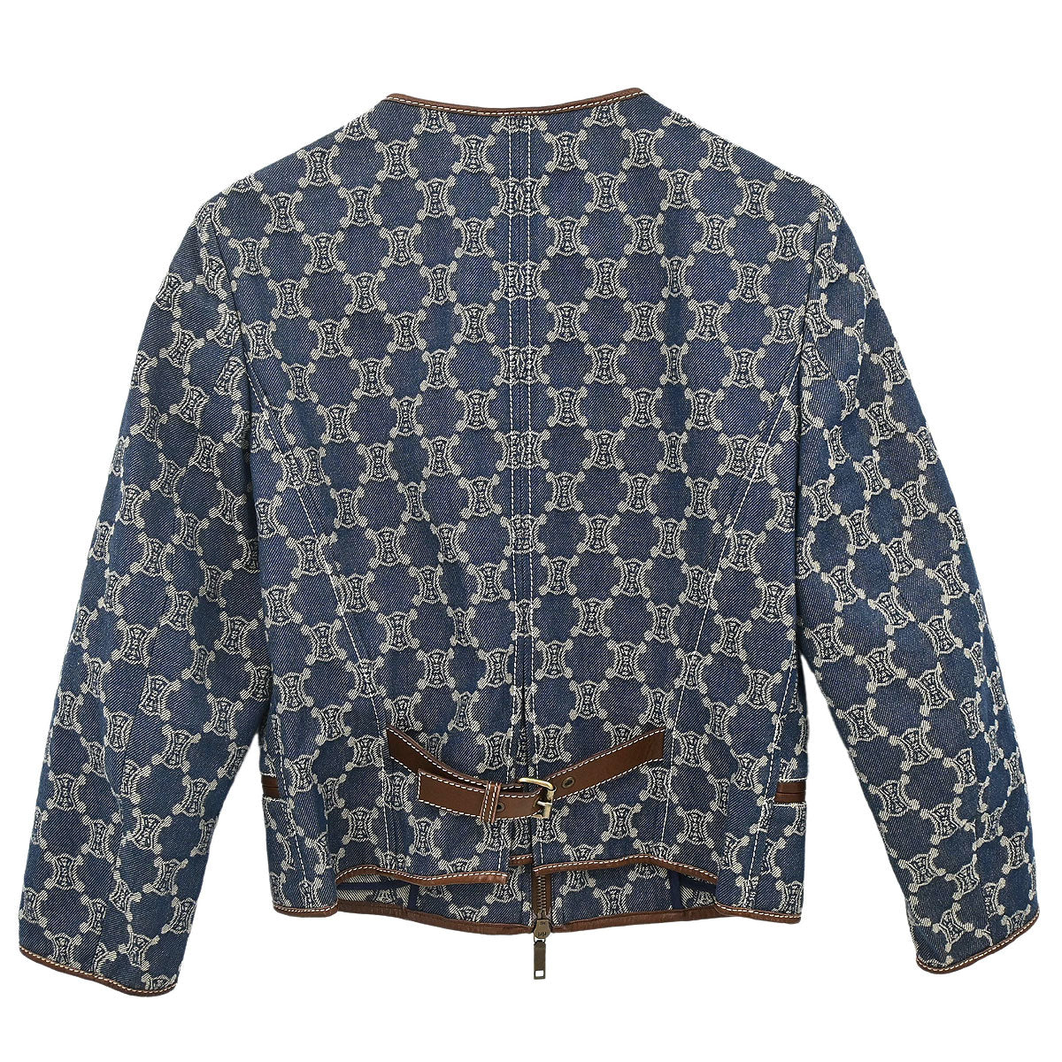 Celine Collarless Zip Up Denim Jacket Macadam Blue #36