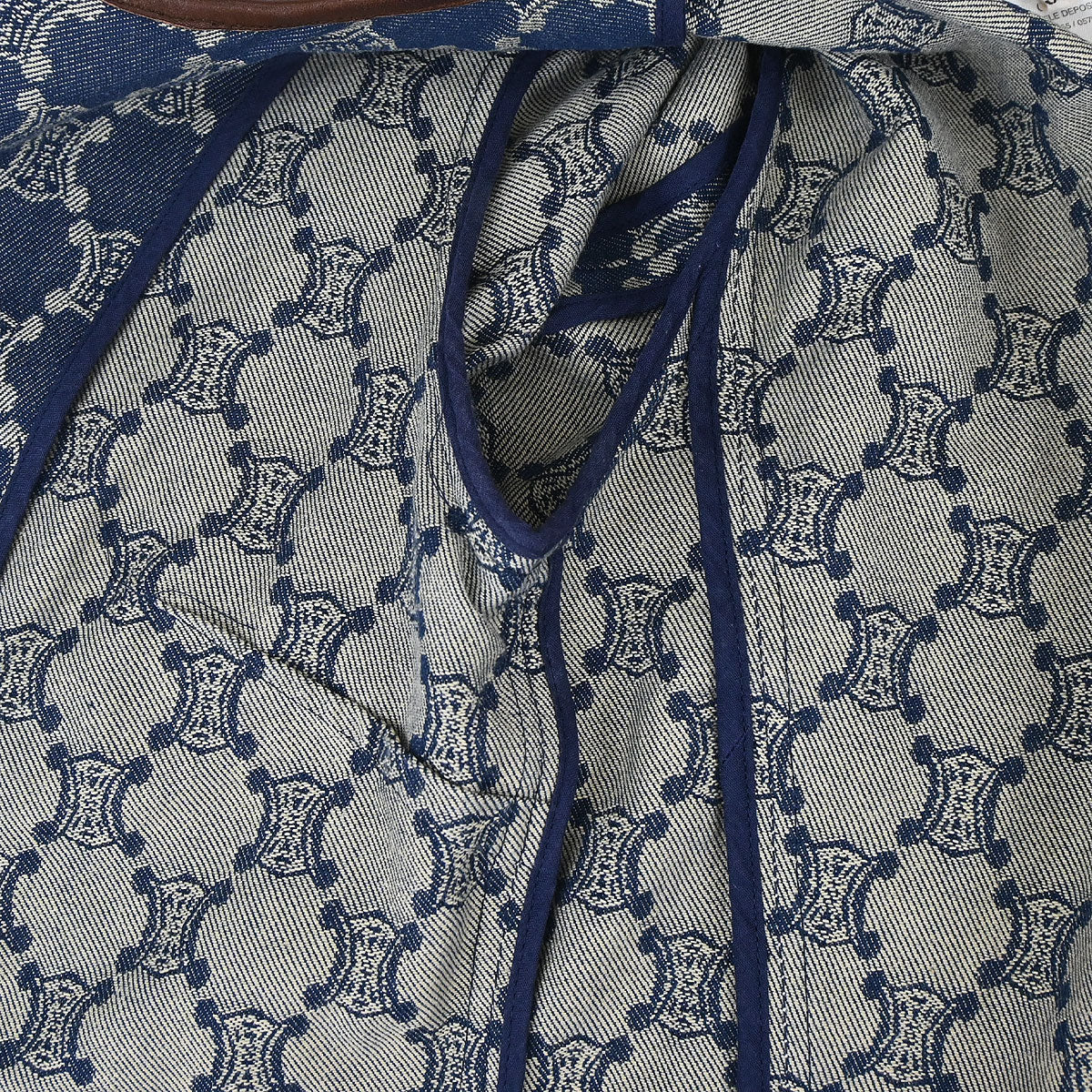 Celine Collarless Zip Up Denim Jacket Macadam Blue #36