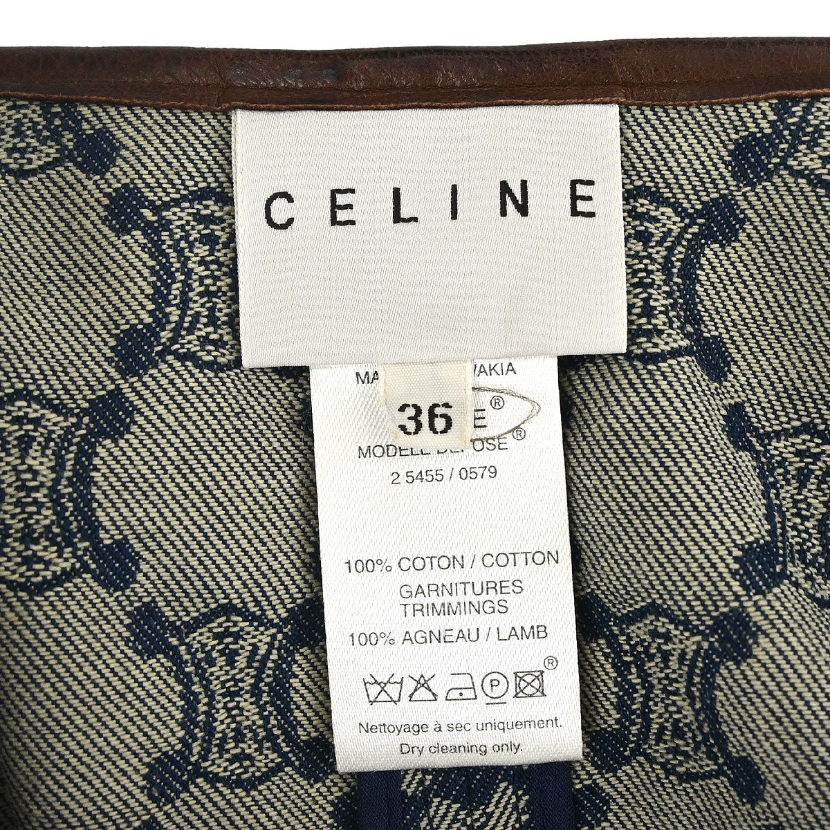 Celine Collarless Zip Up Denim Jacket Macadam Blue #36