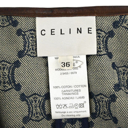 Celine Collarless Zip Up Denim Jacket Macadam Blue #36