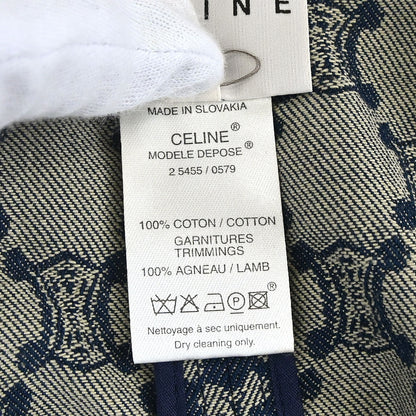 Celine Collarless Zip Up Denim Jacket Macadam Blue #36