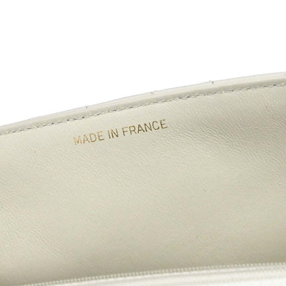Chanel 1989-1991 White Lambskin Single Flap Chain Shoulder Bag