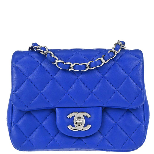 Chanel Blue Lambskin Mini Classic Square Flap Shoulder Bag 17