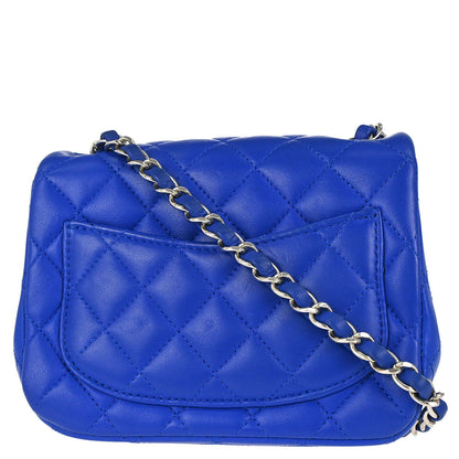 Chanel Blue Lambskin Mini Classic Square Flap Shoulder Bag 17