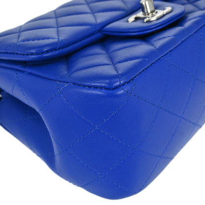 Chanel Blue Lambskin Mini Classic Square Flap Shoulder Bag 17