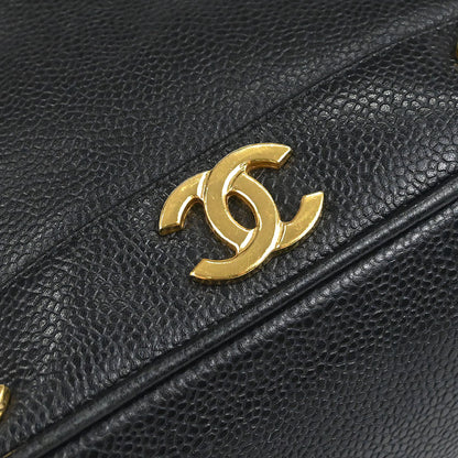Chanel 1994-1996 Black Caviar Skin Triple CC Drawstring Shoulder Bag