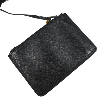 Chanel 1994-1996 Black Caviar Skin Triple CC Drawstring Shoulder Bag