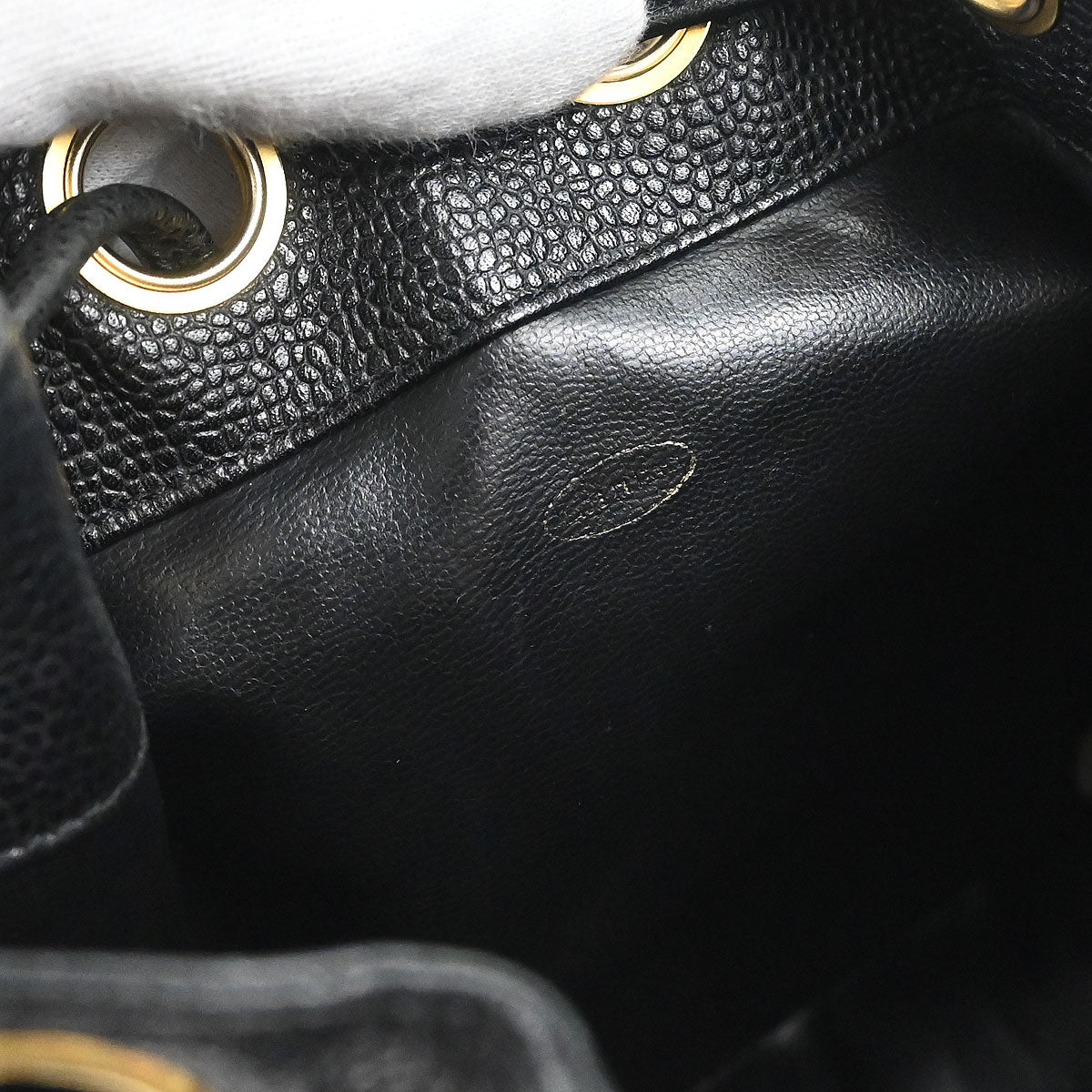 Chanel 1994-1996 Black Caviar Skin Triple CC Drawstring Shoulder Bag