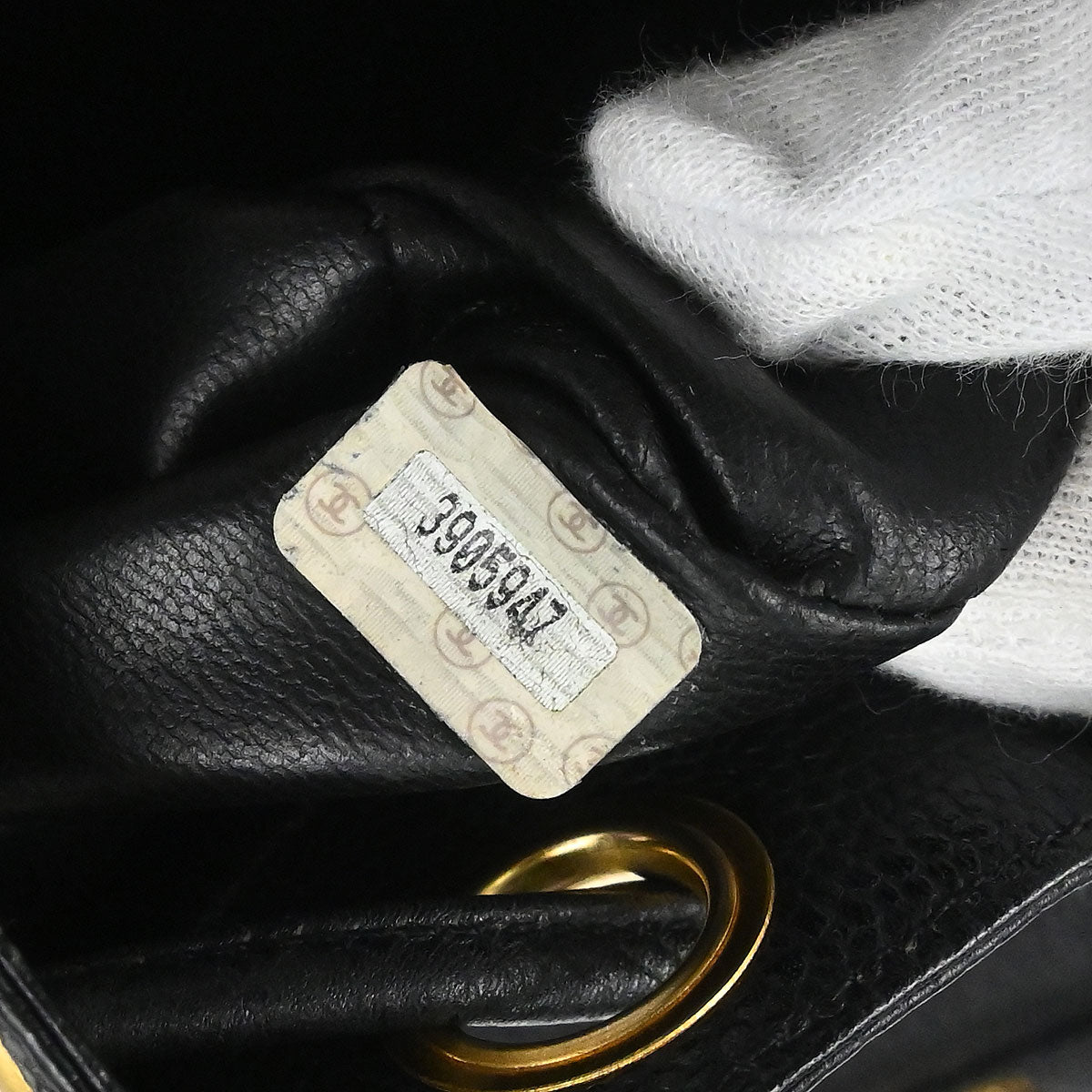 Chanel 1994-1996 Black Caviar Skin Triple CC Drawstring Shoulder Bag