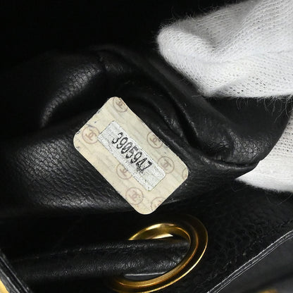 Chanel 1994-1996 Black Caviar Skin Triple CC Drawstring Shoulder Bag