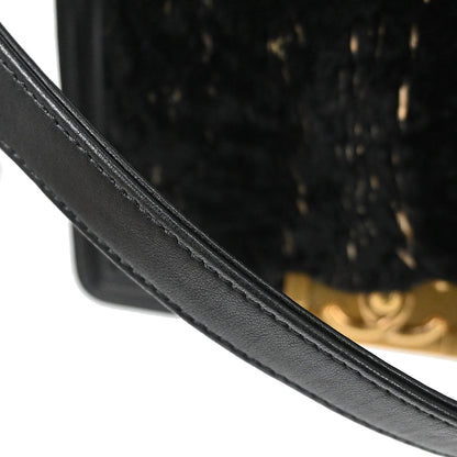 Boy Chanel 2015-2016 Black Lambskin Lapin Fur Small Chain Shoulder Bag