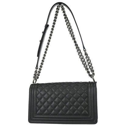Boy Chanel Black Caviar Skin Medium Chain Shoulder Bag