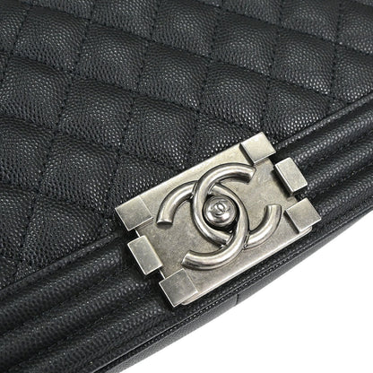 Boy Chanel Black Caviar Skin Medium Chain Shoulder Bag