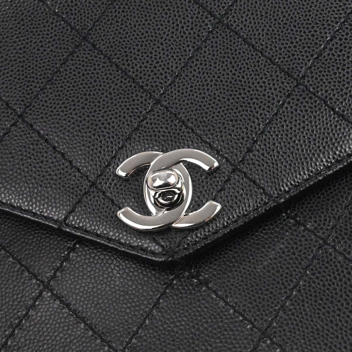 Chanel Black Caviar Skin Top Handle Handbag