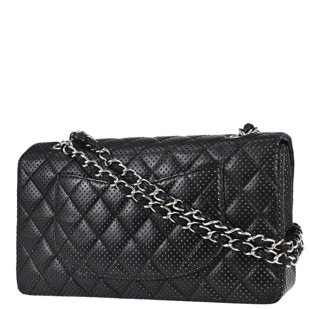Chanel Black Perforated Lambskin Shoulder Bag