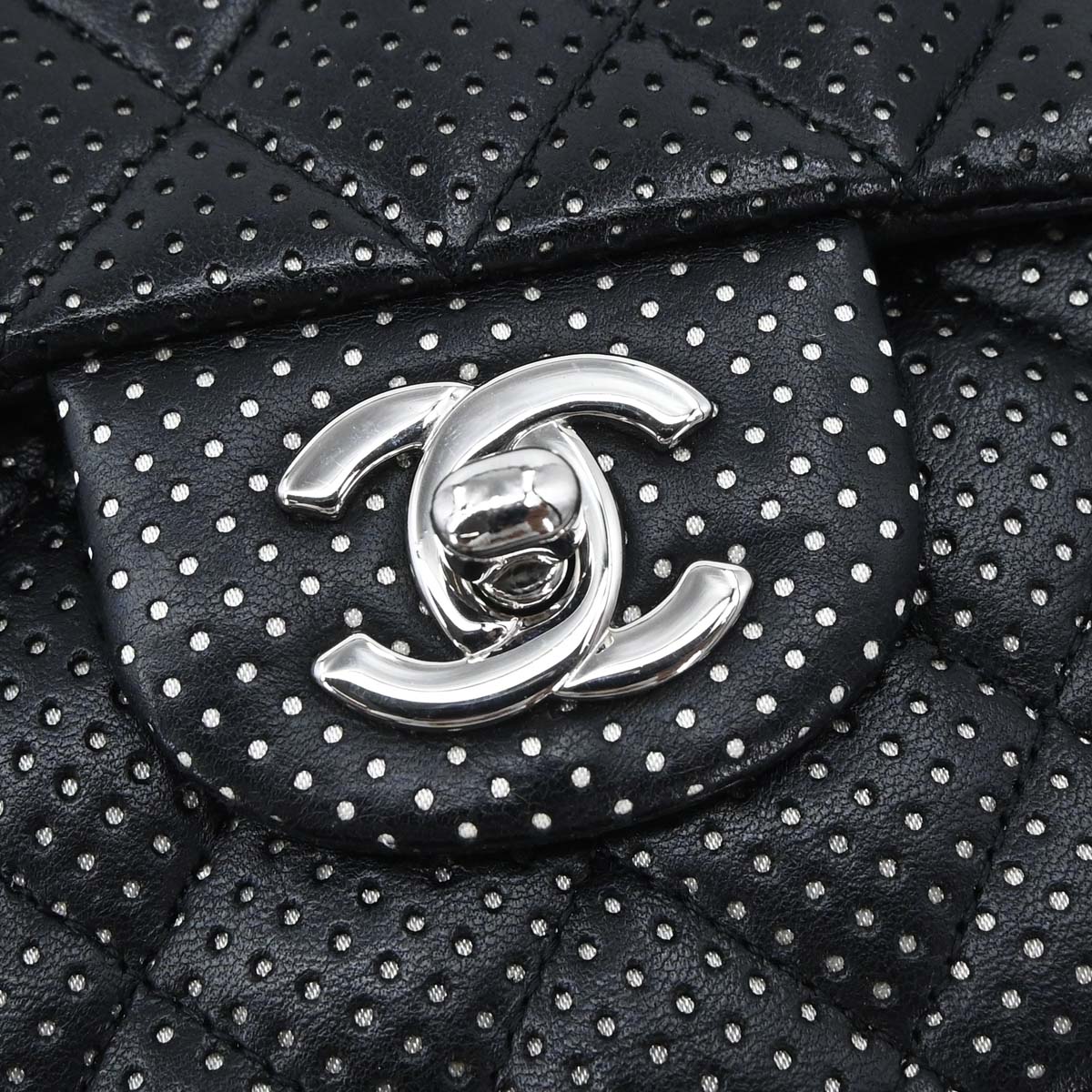 Chanel Black Perforated Lambskin Shoulder Bag