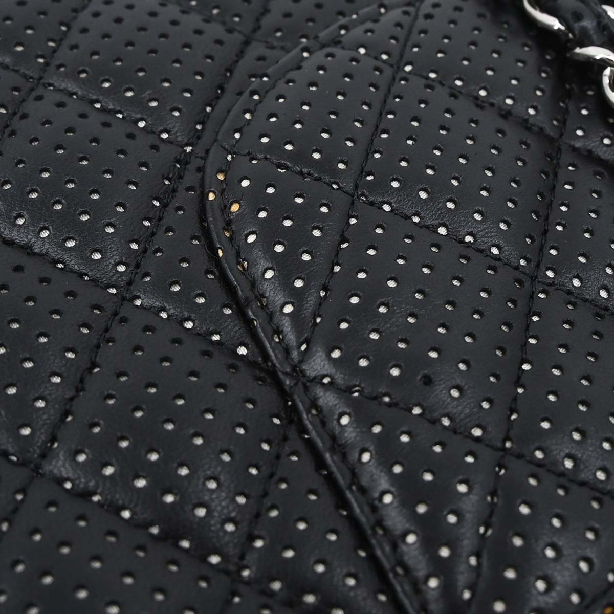 Chanel Black Perforated Lambskin Shoulder Bag