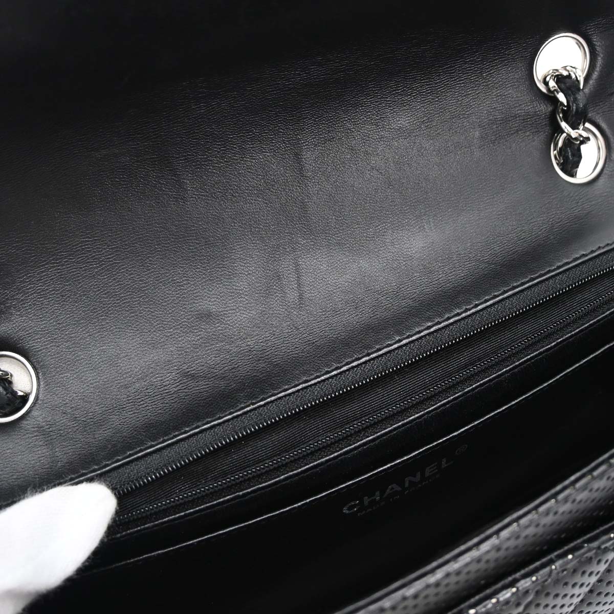 Chanel Black Perforated Lambskin Shoulder Bag