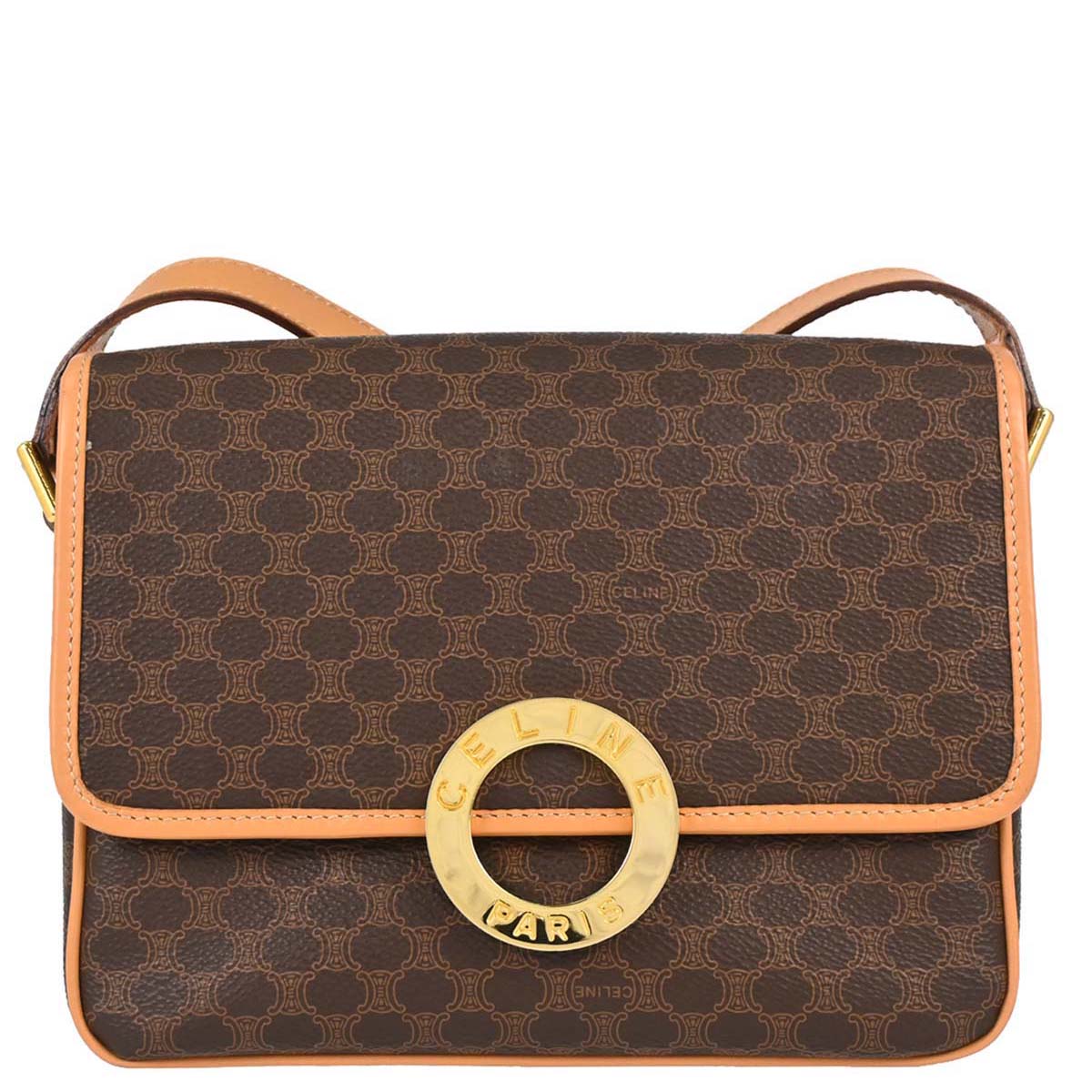 Celine Brown PVC Macadam Shoulder Bag