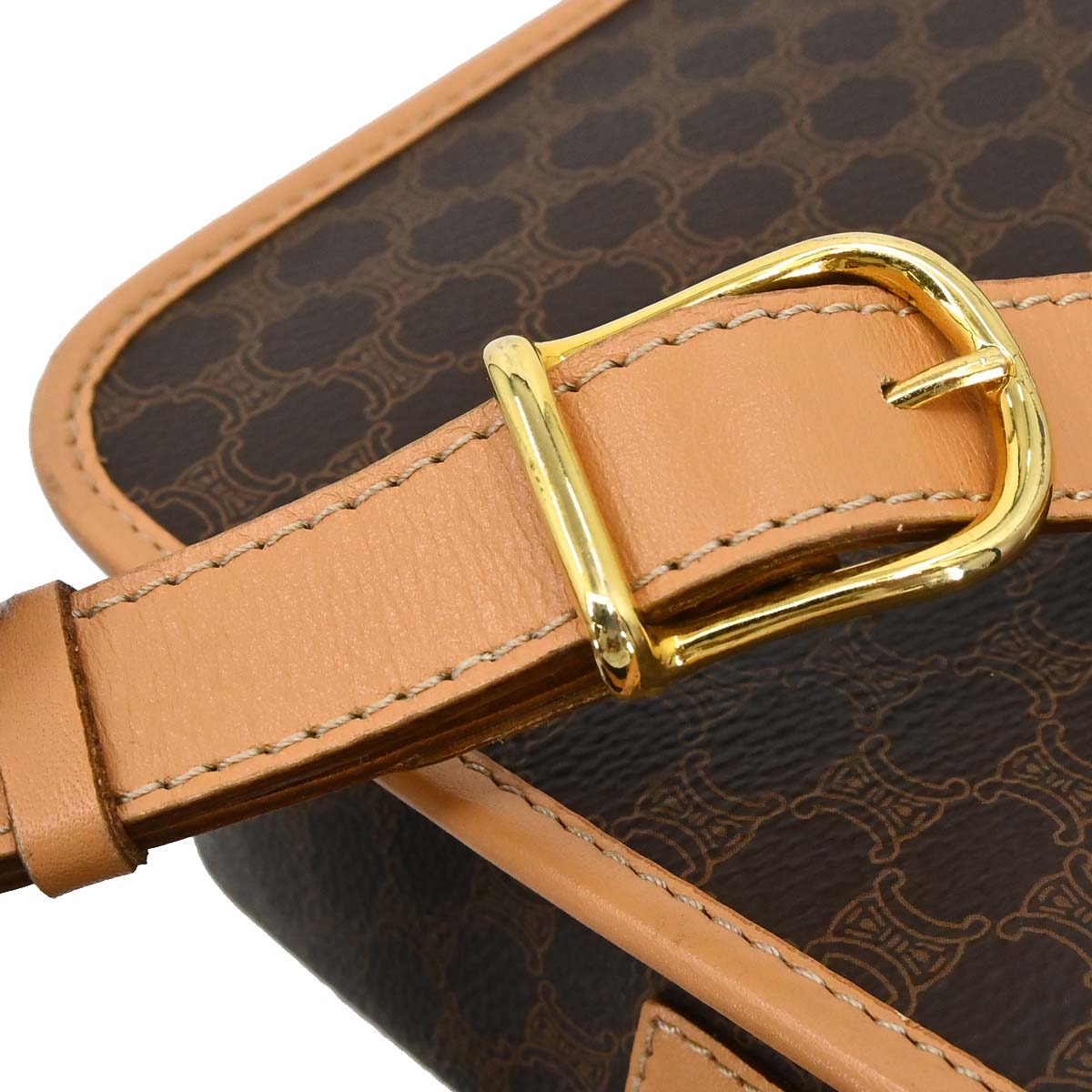 Celine Brown PVC Macadam Shoulder Bag