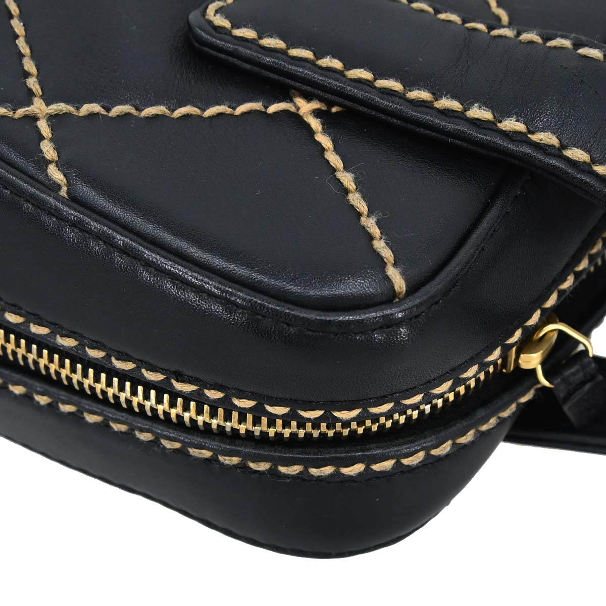 Chanel Black Calfskin Wild Stitch Handbag
